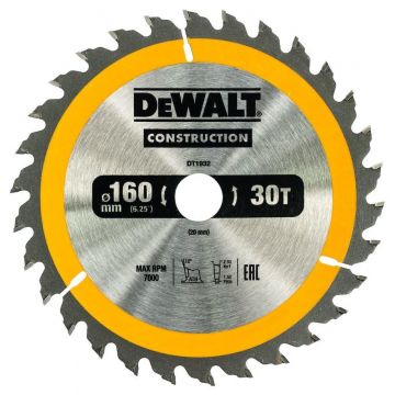 DEWALT DISCO P/SERRA CIRCULAR 160X20MM 30D DT1932-QZ - 0992.512