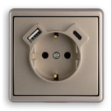 EFAPEL CENTRO TOMADA SCHUKO COM USB 90630 MARFIM - 0757.976