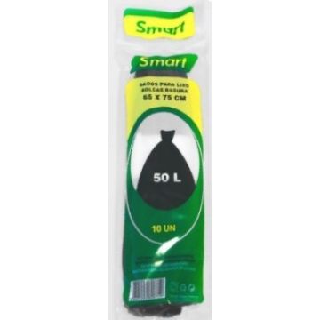 SACO PLASTICO LIXO 60x80 50LTS (10PCS) PRETO - 0918.20