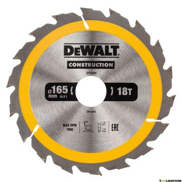 DEWALT DISCO P/SERRA CIRCULAR 165X30MM 18D DT1936-QZ - 0992.514