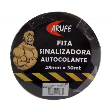 FITA SINALIZADORA 30 MTS PRETO/AMARELO AUTOCOLANTE (ROLO) - 0229.098