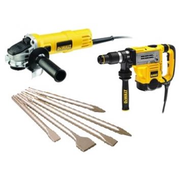 DEWALT KIT MARTELO COMBINADO D25481K+ REBARBADORA ACABAMENTOS DWE4056+ CONJUNTO SDSMAXSET2 - 0992.450