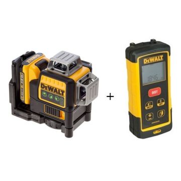 DEWALT KIT NIVEL LASER DCE089D1G+MEDIDOR LASER DW03050 - 0992.437