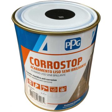 TINTA ESMALTE CORROSTOP BRILHANTE PRETO 0.75LT - 0578.206