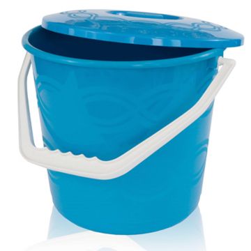 BALDE LIXO 12LTS C/ASA PLASTICA AZUL - 0502.88