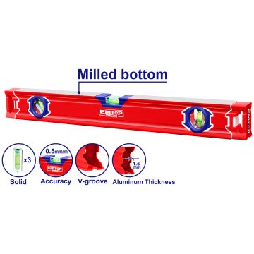 NIVEL ALUMINIO 60CM COM 3 BOLHAS - 0759.26