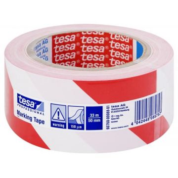 FITA SINALIZADORA 33MTX50MM VERMELHA/BRANCA COLANTE (ROLO) TESA 60760 - 0229.97