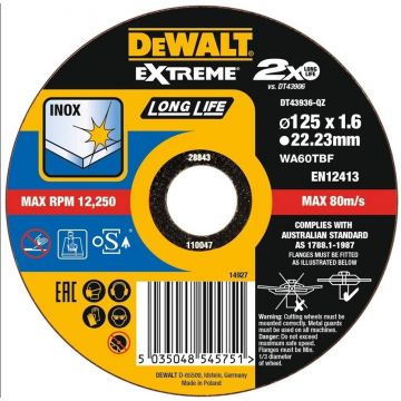 DEWALT DISCO 125X1.6 CORTE INOX DT43936-QZ - 0992.575