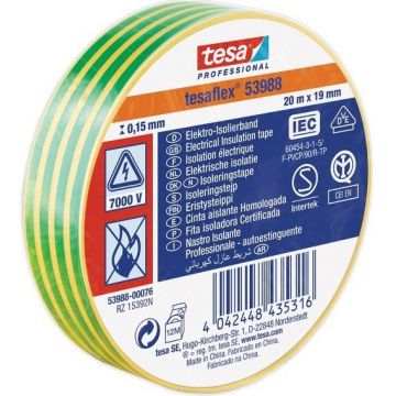 FITA ISOLADORA TESA AMARELA/VERDE 19MMX20MTS 53988 TESA - 0229.54
