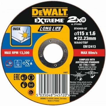 DEWALT DISCO 115X1.6 C/INOX DT43935-QZ - 0992.584