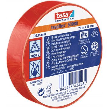 FITA ISOLADORA TESA VERMELHA 19MMX20MTS 53988 TESA - 0229.09