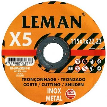 DISCO 115X1.0X22.23 C/INOX ORANGE LEMAN (5PÇS) - 0731.150