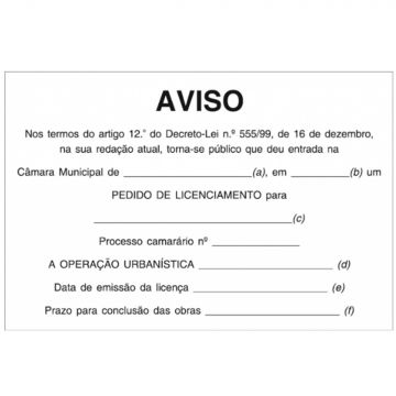 PLACA SINALIZADORA PEDIDO LICENCIAMENTO - 0529.91